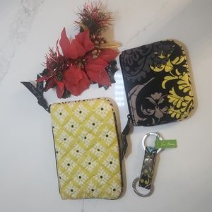 Vera Bradley Giftset - EUC Yellow Cosmetic Purse NWOT Coin Purse NWT Keychain